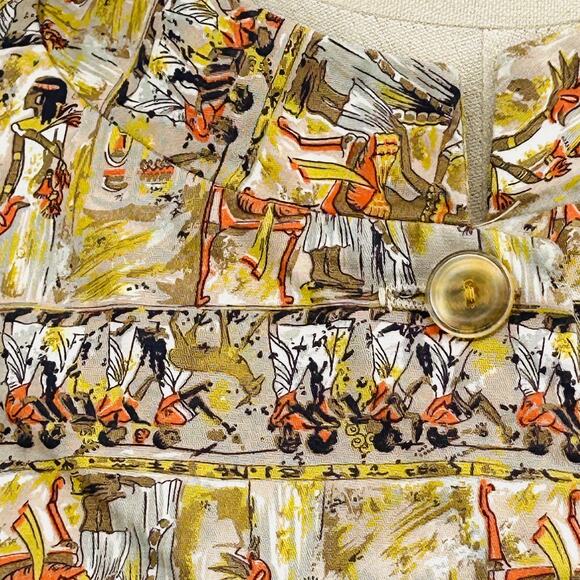 50s Sunny South Fashions Ancient Egyptian Print Light Weight Cropped Blazer - Picture 3 of 8